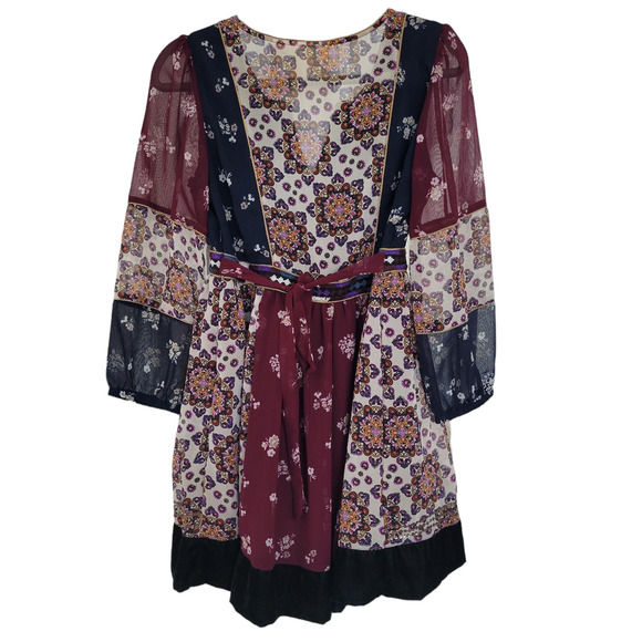 Anthropologie Maeve Quartier Latin Patchwork Velvet Mini Dress Women Sz SP - Picture 9 of 11
